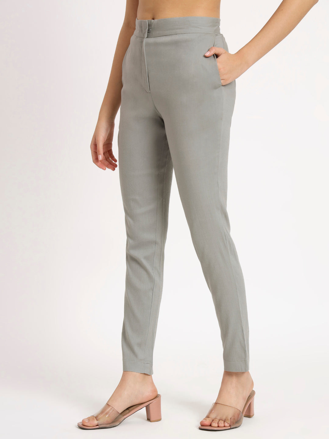 Light Grey Colour Lycra Pants