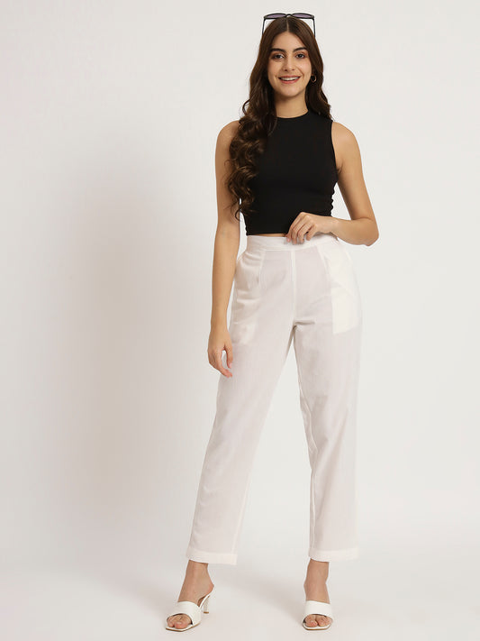 white cotton pants for ladies