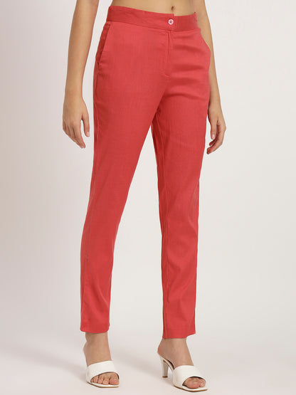 Crimson Red Colour Lycra Pants