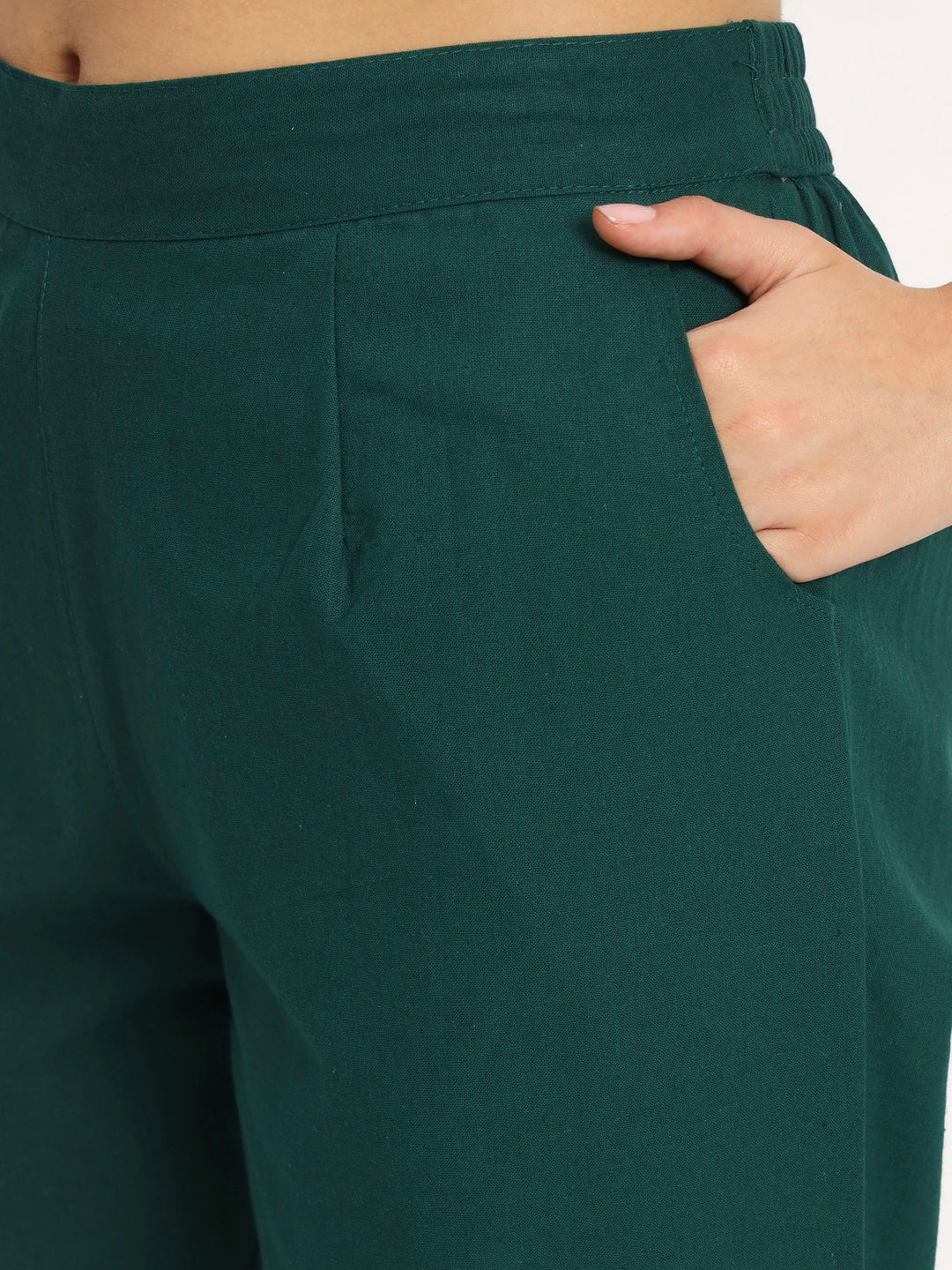 Regular Fit Dark Green Linen Pants